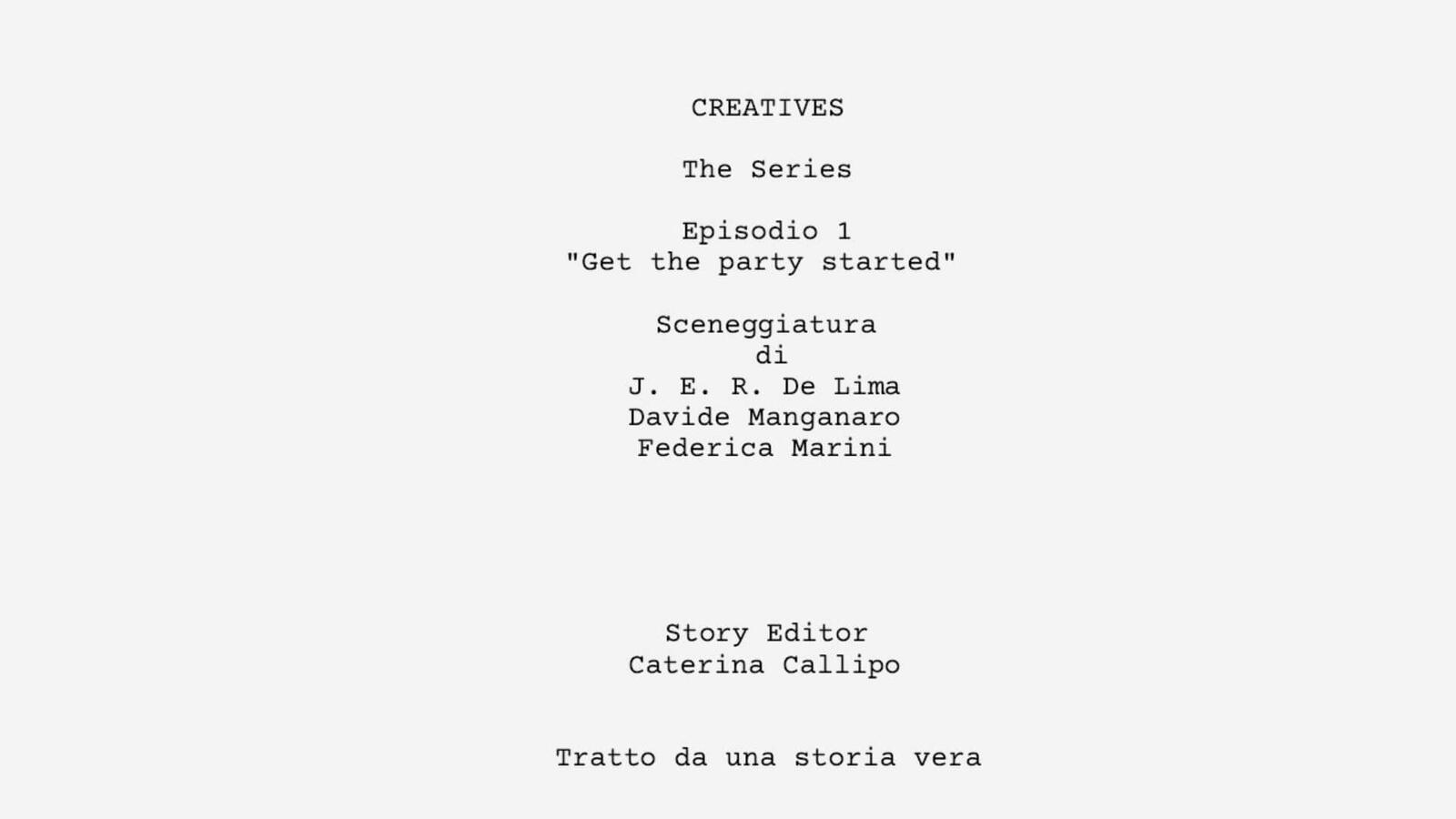 Estratto Sceneggiatura — Creatives Episode 1 Copertina sceneggiatura Creatives Episodio 1